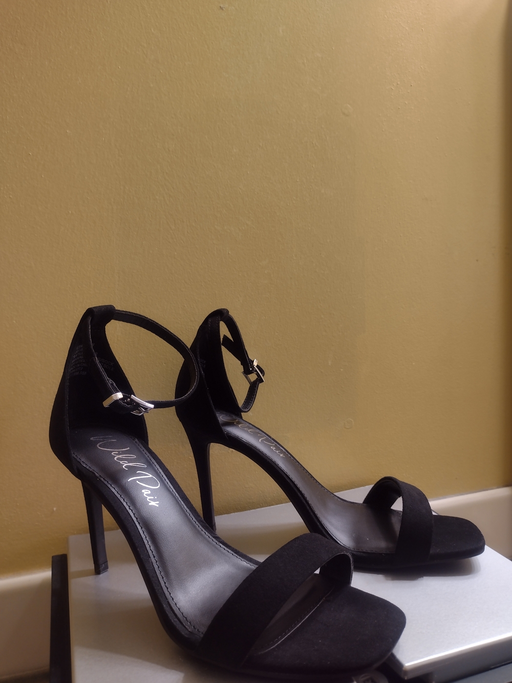 Wild Pair Black Ankle-Strap Stiletto Sandals - Classic Women's Heels